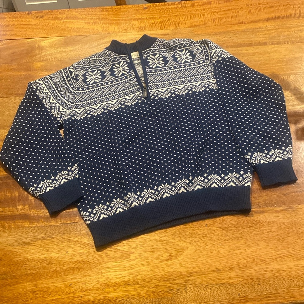 Boys L. L. Bean Holiday Snowflake 1/4 Sweater
